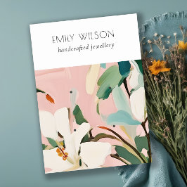 Boho Kleurrijke Roze Blauwgroen Geschilderde Bloem Visitekaartje