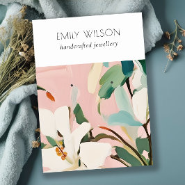Boho Kleurrijke Roze Blauwgroen Geschilderde Bloem Visitekaartje