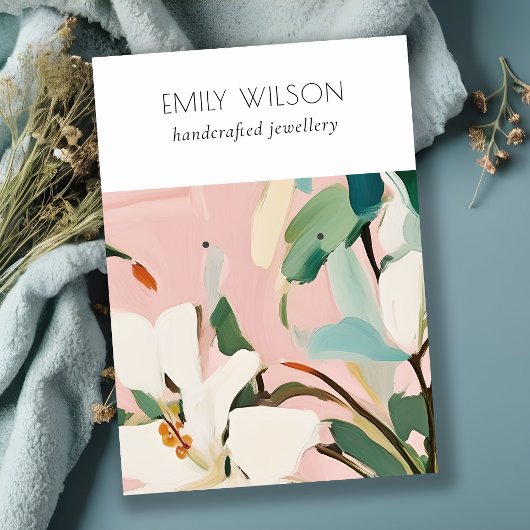 Boho Kleurrijke Roze Blauwgroen Geschilderde Bloem Visitekaartje