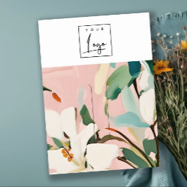 Boho Kleurrijke Roze Blauwgroen Geschilderde Bloem Visitekaartje