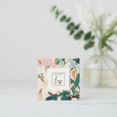Boho Kleurrijke Roze Blauwgroen Groen Geschilderde Vierkante Visitekaartje (Staand voorkant)