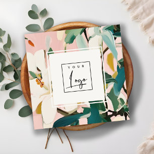 Boho Kleurrijke Roze Blauwgroen Groen Geschilderde Vierkante Visitekaartje