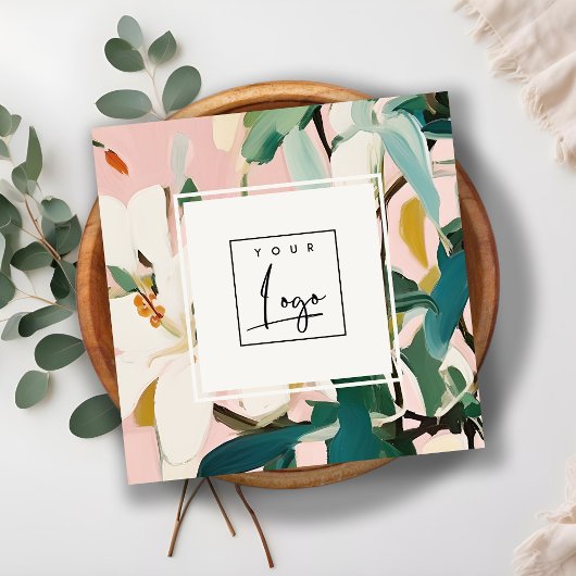 Boho Kleurrijke Roze Blauwgroen Groen Geschilderde Vierkante Visitekaartje