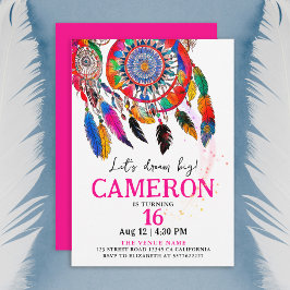 Boho Kleurrijke Roze Droom Catch Verjaardag Waterv Kaart