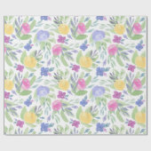 Boho Kleurrijke Spring Waterverf bloemmotief Cadeaupapier (Vlak)
