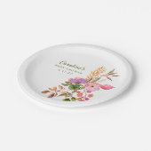 Boho Kleurrijke Waterverf Bloemen Baby shower Cust Papieren Bordje (Gekanteld)