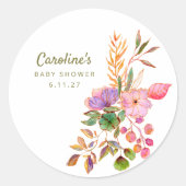 Boho Kleurrijke Waterverf Bloemen Baby shower Cust Ronde Sticker (Voorkant)
