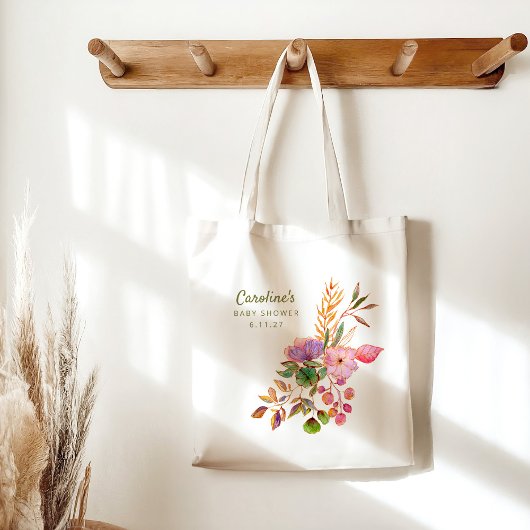 Boho Kleurrijke Waterverf Bloemen Baby shower Cust Tote Bag