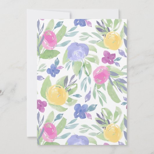 Boho Kleurrijke Waterverf Roos & Foliage Wedding Kaart (Achterkant)