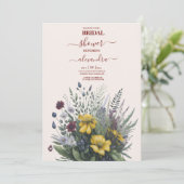 Boho Kleurrijke Waterverf Wildflower Bridal Kaart (Staand voorkant)