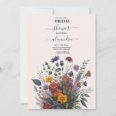 Boho Kleurrijke Waterverf Wildflower Bridal Kaart (Voorkant)