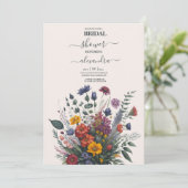 Boho Kleurrijke Waterverf Wildflower Bridal Kaart (Staand voorkant)