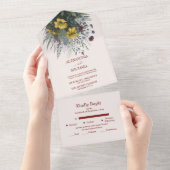 Boho Kleurrijke Waterverf Wildflower Bruiloft All In One Uitnodiging (Afscheurbaar)