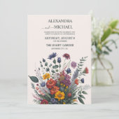Boho Kleurrijke Waterverf Wildflower Bruiloft Kaart (Staand voorkant)
