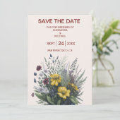 Boho Kleurrijke Waterverf Wildflower Bruiloft Save The Date (Staand voorkant)