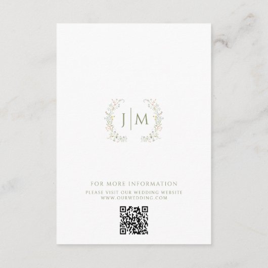 Boho Kleurrijke weide Bloemen Bruiloft Details Kaa Informatiekaartje (Achterkant)