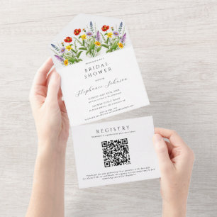 Boho Kleurrijke weide Wild Flowers Vrijgezellenfee All In One Uitnodiging