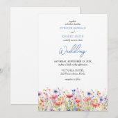 Boho kleurrijke weide wilde bloemen bruiloft kaart (Voorkant / Achterkant)