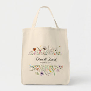 Boho Kleurrijke Wildbloemen Bruiloft Tote Bag