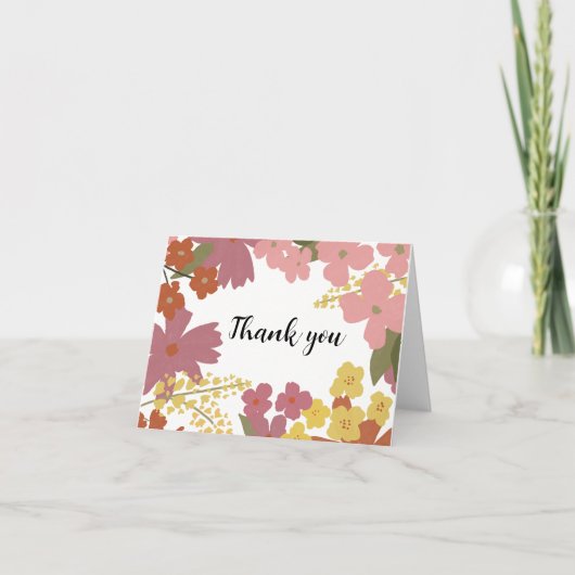 Boho Kleurrijke Wilde Bloem Bedankkaart (Voorkant)