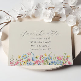 Boho Kleurrijke Wilde Bloem Save The Date voor Tro