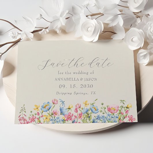 Boho Kleurrijke Wilde Bloem Save The Date voor Tro