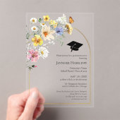 Boho Kleurrijke Wildflower Afstudeerfeest Foto Acryl Uitnodigingen (Insitu (Draagbaar))