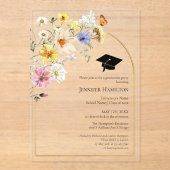 Boho Kleurrijke Wildflower Afstudeerfeest Foto Acryl Uitnodigingen (Voorkant)