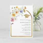 Boho Kleurrijke Wildflower Afstudeerfeest Foto Kaart (Staand voorkant)