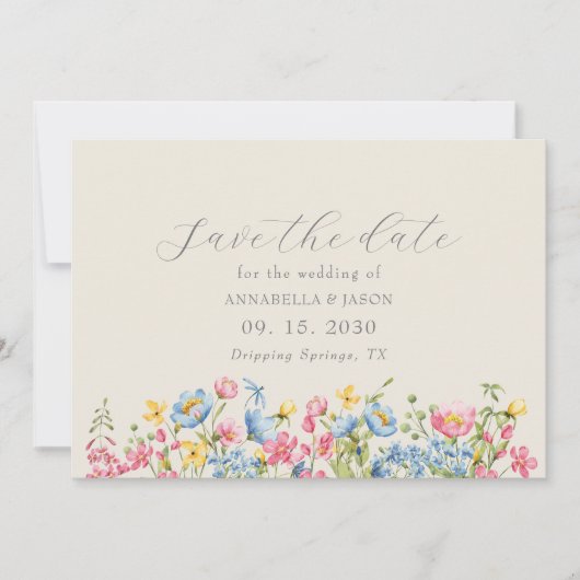 Boho Kleurrijke Wildflower Bewaar de datum voor de Save The Date (Voorkant)