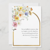 Boho Kleurrijke Wildflower Foto Afstuderen Aankondiging (Achterkant)