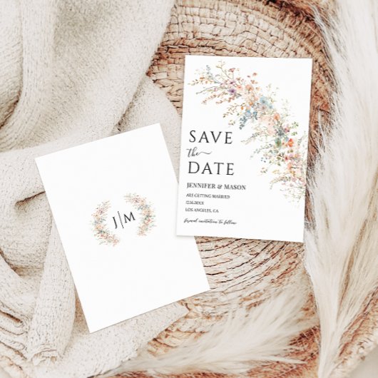 Boho Kleurrijke Wildflower Spring Save the Date Kaart