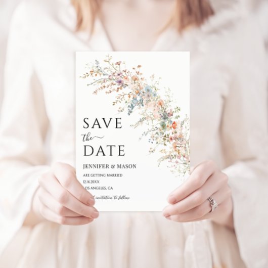 Boho Kleurrijke Wildflower Spring Save the Date Kaart