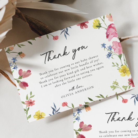 Boho Kleurrijke Wildflower Sprookje Baby shower Bedankkaart