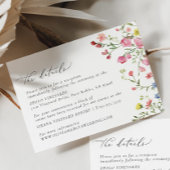 Boho Kleurrijke Wildflower Sprookje Bruiloft Detai Informatiekaartje