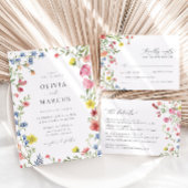 Boho Kleurrijke Wildflower Sprookje Bruiloft Detai Informatiekaartje