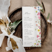 Boho Kleurrijke Wildflower Sprookje Elegante bruil Menu