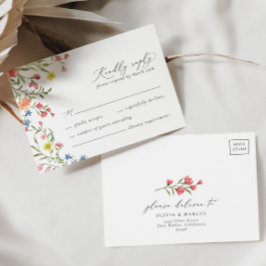 Boho Kleurrijke Wildflower Sprookje Elegante bruil RSVP Kaartje