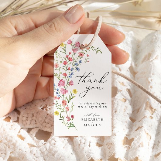 :Boho Kleurrijke Wildflower Sprookjesachtige Huwel Cadeaulabel