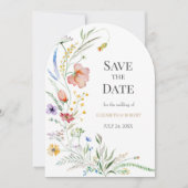 Boho Kleurrijke Wildflowers Arch Bewaar de datum Kaart (Voorkant)
