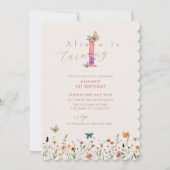 Boho Kleurrijke Wildflowers Butterfly 1e verjaarda Kaart (Voorkant)