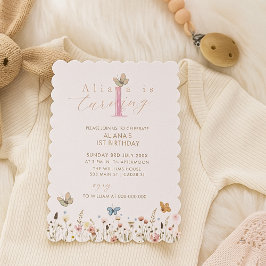 Boho Kleurrijke Wildflowers Butterfly 1e verjaarda Kaart