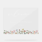 Boho Kleurrijke Wildflowers Wedding Welkom Acryl Bord (Voorkant)