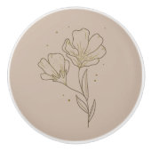 Boho knob flat ceramic knob with wildflower keramische knop (Voorkant)
