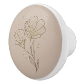Boho knob flat ceramic knob with wildflower keramische knop (Rechts)