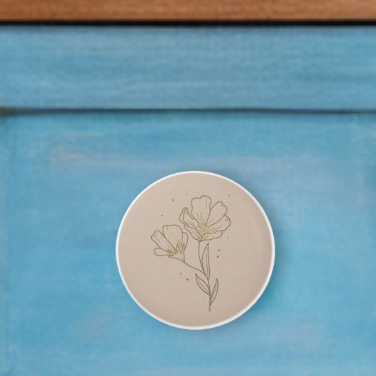 Boho knob flat ceramic knob with wildflower keramische knop