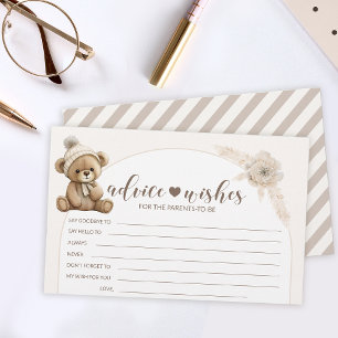 Boho knuffel baby shower ouders advies wensen briefpapier