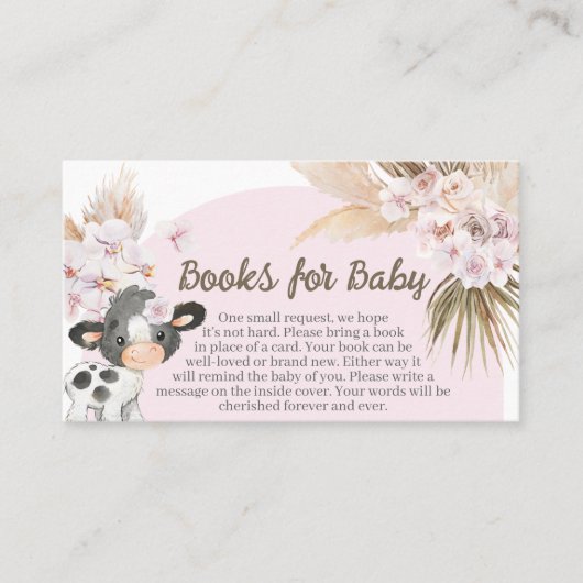 Boho Koe Baby shower Books for Baby Visitekaartje (Voorkant)
