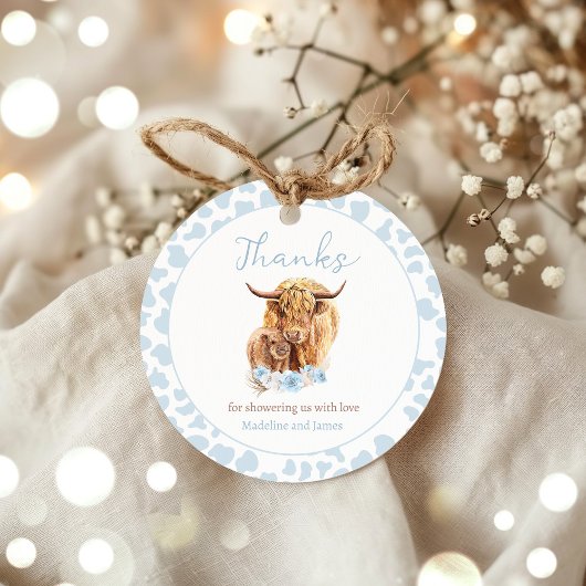 Boho Koe Blauw Pampas Grass Boy Baby shower Favors Bedankjes Labels
