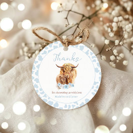 Boho Koe Blauw Pampas Grass Boy Baby shower Favors Bedankjes Labels